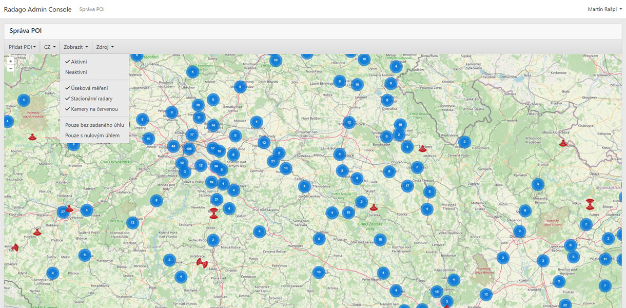 GPS databáze pro antiradary RADAGO